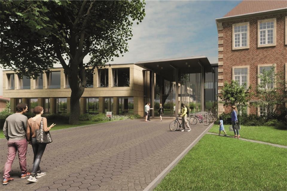 Die große Mehrheit der Politik hat sich beim Rathaus für eine Sandsteinfassade entschieden.