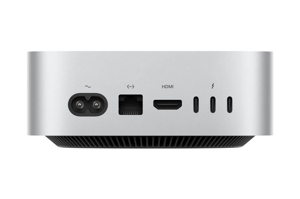 Die hinteren Anschlüsse vom neuen Apple Mac mini sind die gleichen wie beim Vorgängermodell.---/Apple Inc./dpa-tmn