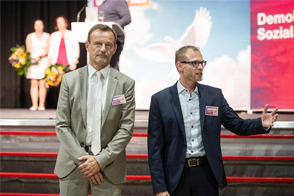 Die künftige Doppelspitze des BSW Sachsen: Jörg Scheibe und Ronny Kupke.Paul Glaser/dpa