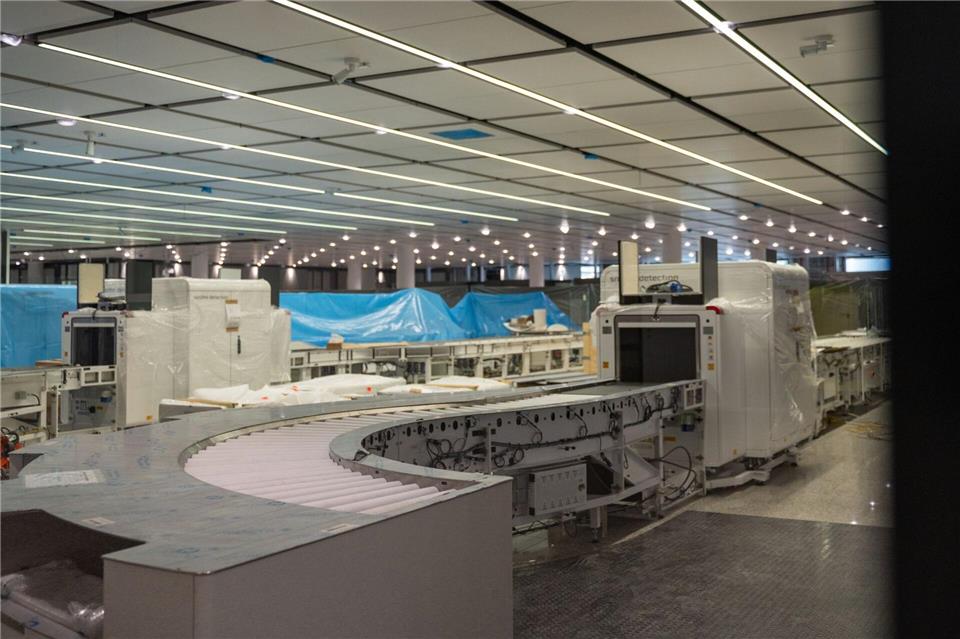 Die künftige Handgepäckskontrolle im Erweiterungsbau des Terminal 1 am Münchner Flughafen.Leonie Asendorpf/dpa