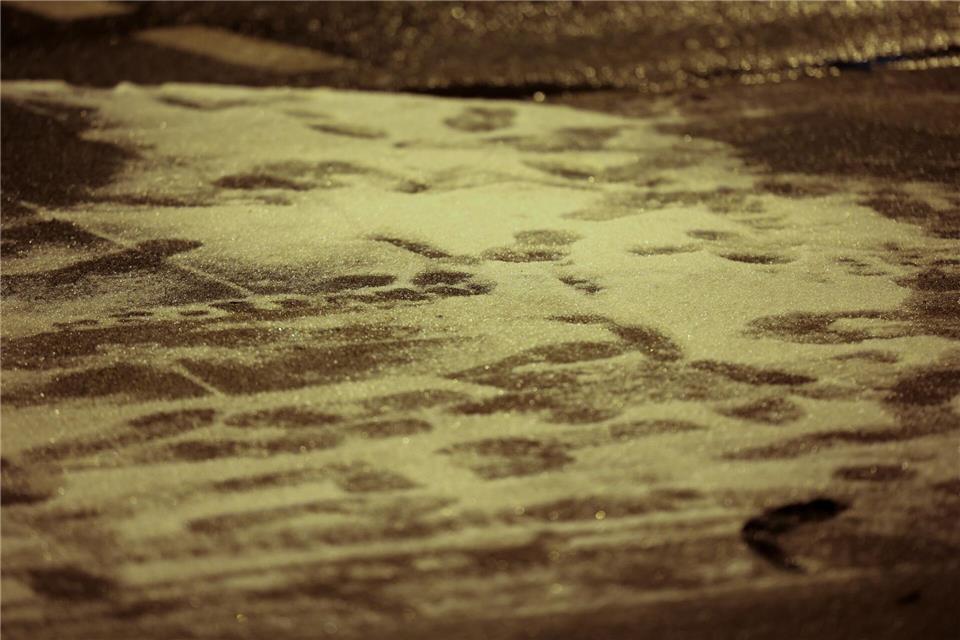 Die letzten Schneereste schmelzen im warmen Regen.Christoph Reichwein/dpa