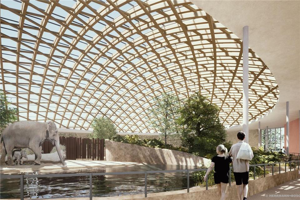 Die neue Elefantenwelt ist das größte Bauprojekt in der Geschichte des landeseigenen Stuttgarter Zoos.-/herrmann+bisch architekten/dpa
