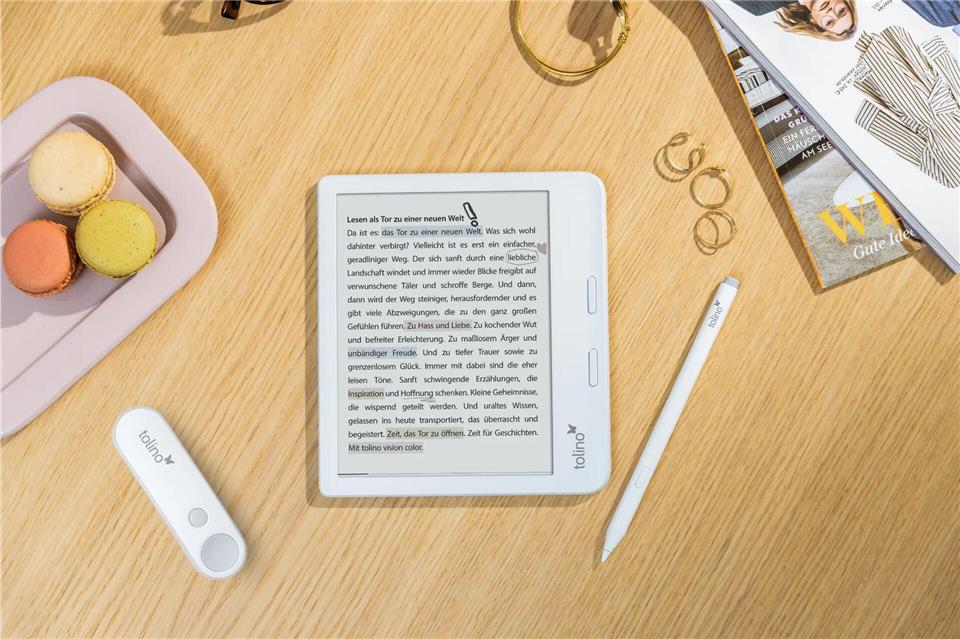 Die neue Tolino Flip-Fernbedienung ermöglicht Blättern im E-Book, ohne den Reader in den Händen halten zu müssen.Tolino/dpa-tmn