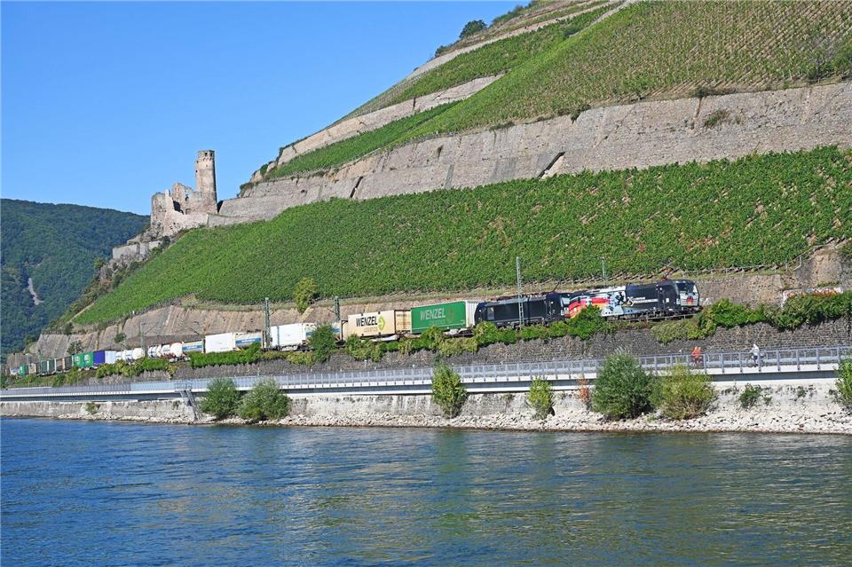 Die rechtsrheinische Bahnstrecke, die von Juli bis Dezember generalsaniert werden soll, führt an zahlreichen Burgen vorbei. (Archivbild)Peter Zschunke/dpa-Zentralbild/dpa