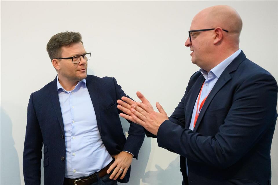 Die sächsische SPD verbreitet auf ihrem Landesparteitag Zuversicht.Robert Michael/dpa