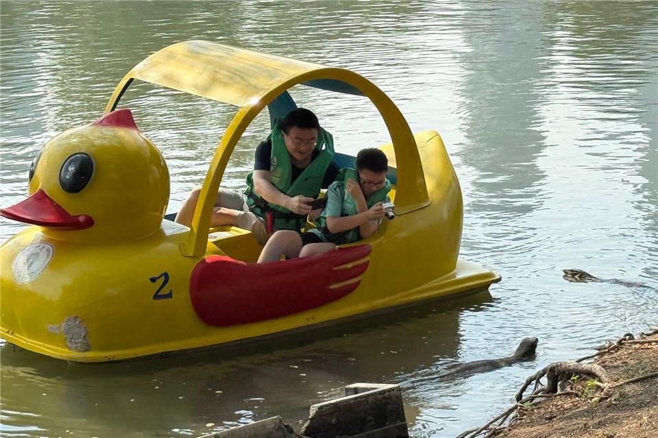 Die urzeitlichen Warane sind ein beliebtes Fotomotiv.Carola Frentzen/dpa