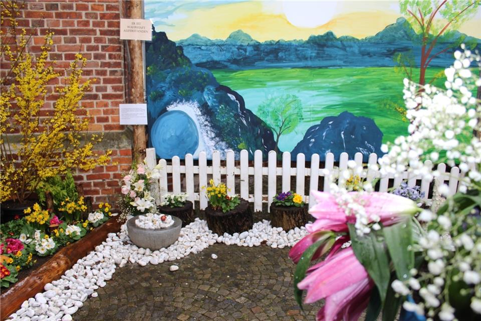 Dieser blühende Garten soll die Auferstehung symbolisieren.