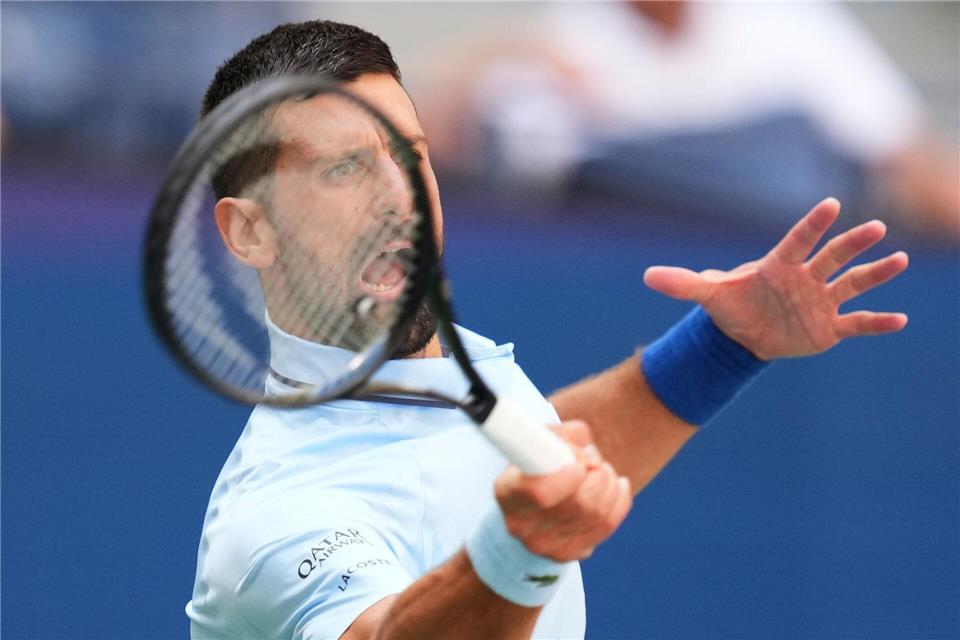 Djokovic musste gegen den jungen Amerikaner Svajda einen Satz-Rückstand wettmachen.Kirsty Wigglesworth/AP/dpa