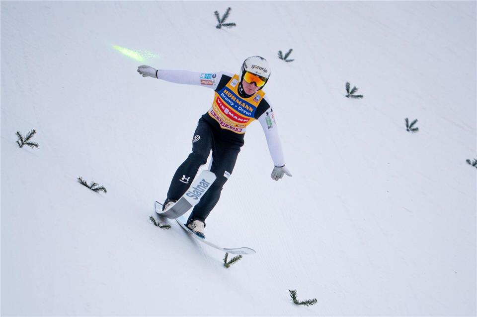 Domen Prevc war in der Qualifikation nicht so stark wie zuletzt.Georg Hochmuth/APA/dpa