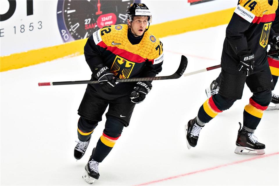 Dominik Kahun traf im WM-Test gegen Österreich für die deutsche Mannschaft.Henning Bagger/Ritzau Scanpix/AP/dpa