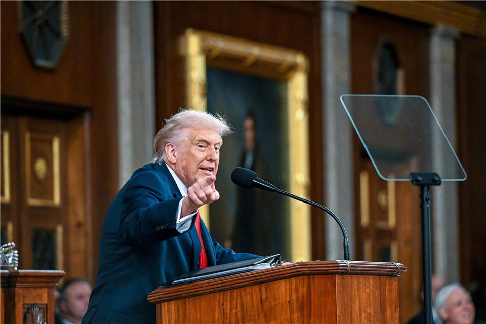 Donald Trumps Rede zur Lage der Nation im Februar gehört zu den Auftritten, an denen sich der Mann hinter seinem Teleprompter bereichert haben soll. (Archivbild)Kenny Holston/Pool The New York Times/dpa