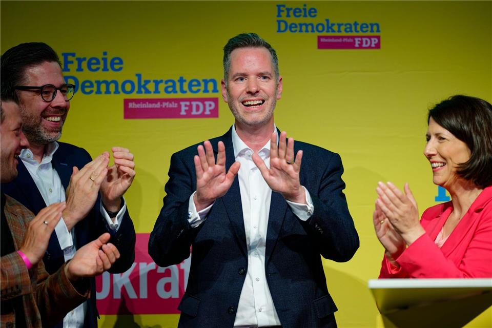 Dürr (M) stimmte die Landes-FDP auf den Wahlkampf ein.Uwe Anspach/dpa
