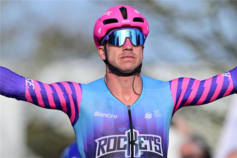 Dylan Groenewegen feiert einen Sieg in Belgien.Jonas Roosens/Belga/dpa