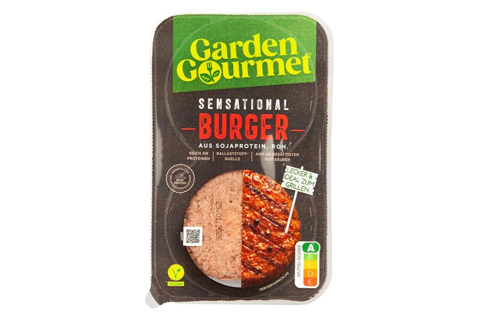 Ebenfalls unter den Testsiegern bei den gekühlten veganen Burger-Pattys: „Sensational Burger aus Sojaprotein“ von Garden Gourmet (Note 2,1).Ralph Kaiser/Stiftung Warentest/dpa-tmn
