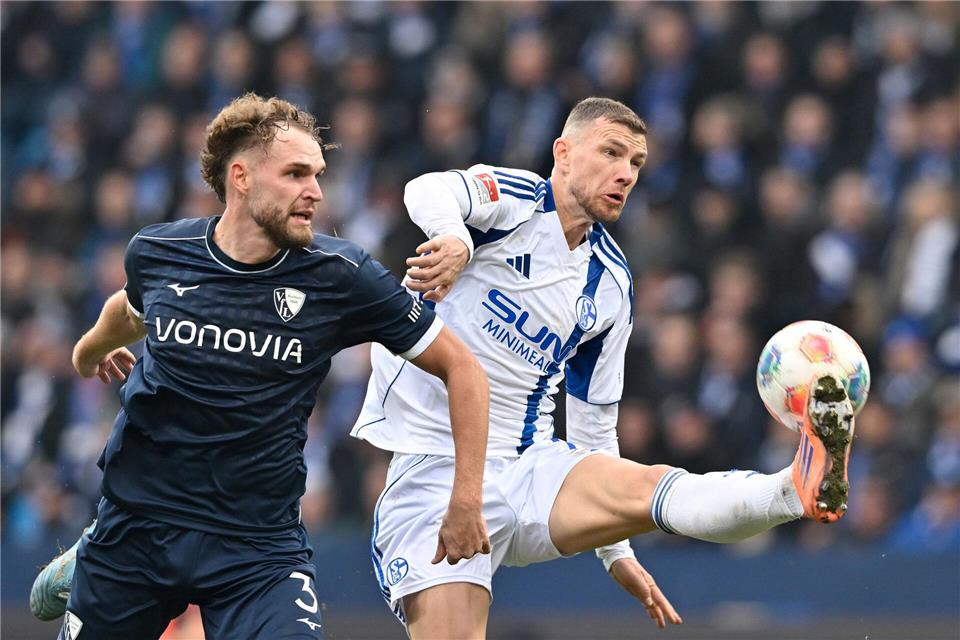 Edin Džeko (r) kam im Schalke-Trikot bislang stets als Joker zum Einsatz. (Archivbild)Anke Waelischmiller/dpa