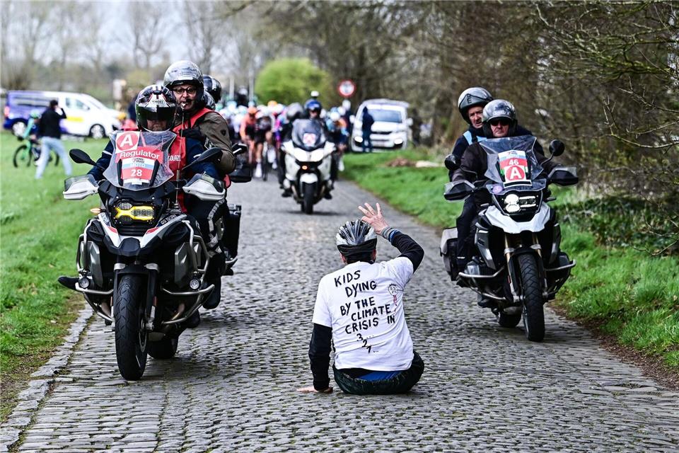 Ein Klima-Demonstrant sorgte für einen Zwischenfall.Maarten Straetemans/Belga/dpa