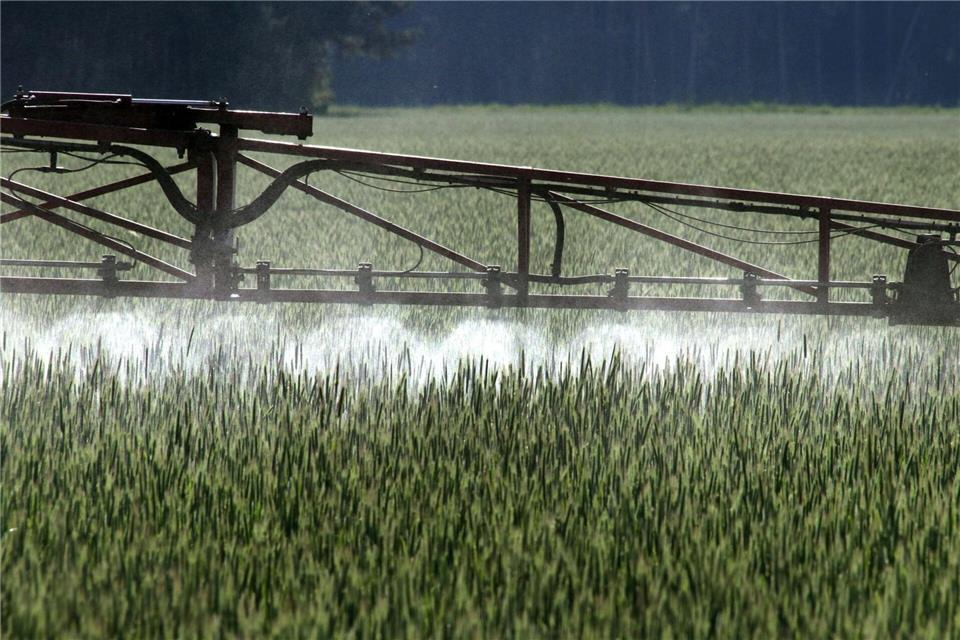 Ein Landwirt versprüht Pflanzenschutzmittel über ein Roggenfeld.Peter Förster/dpa