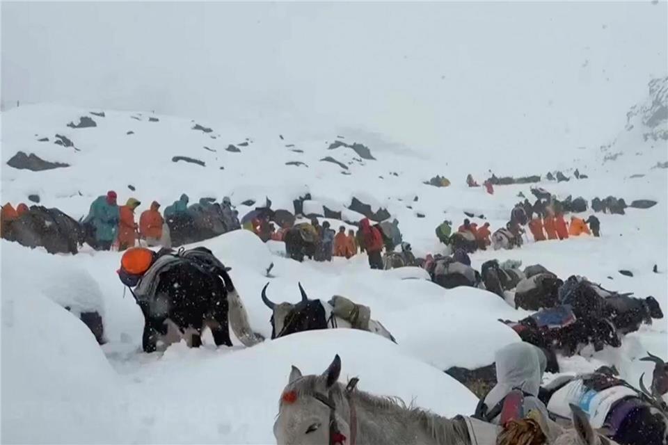 Ein Schneesturm war über das Gebiet hinweggezogen.Lingsuiye/Xinhua/AP/dpa