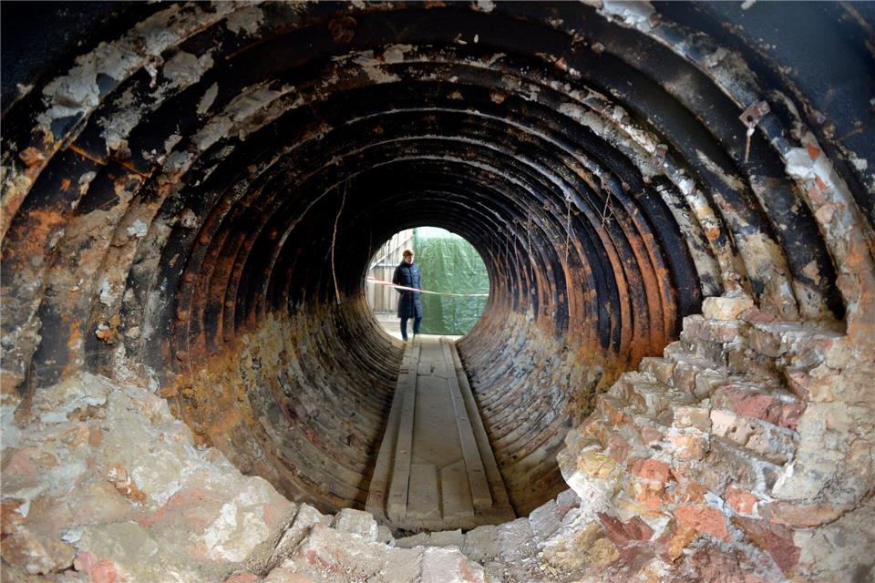 Ein Teilstück des Berliner Spionagetunnels, ausgestellt 2014 in einem Museum. (Archivbild)picture alliance / dpa