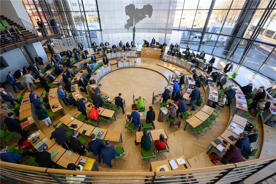 Ein Vorfall bei der Landtagssitzung Ende Oktober wollte Nico Rudolph seine Rede in einer Lederkombination halten. (Archivbild)Robert Michael/dpa