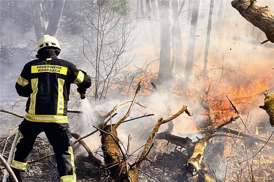 Ein Waldbrand hielt Feuerwehrleute in Atem Florian Jung/Freiwillige Feuerwehr St. Ingbert/dpa