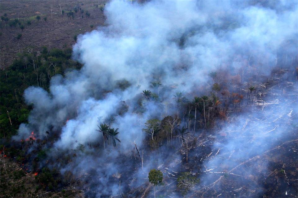 Ein Waldbrand in einem Gebiet des Amazonas-Regenwaldes in Autazes im brasilianischen Bundesstaat Amazonas.Edmar Barros/AP/dpa