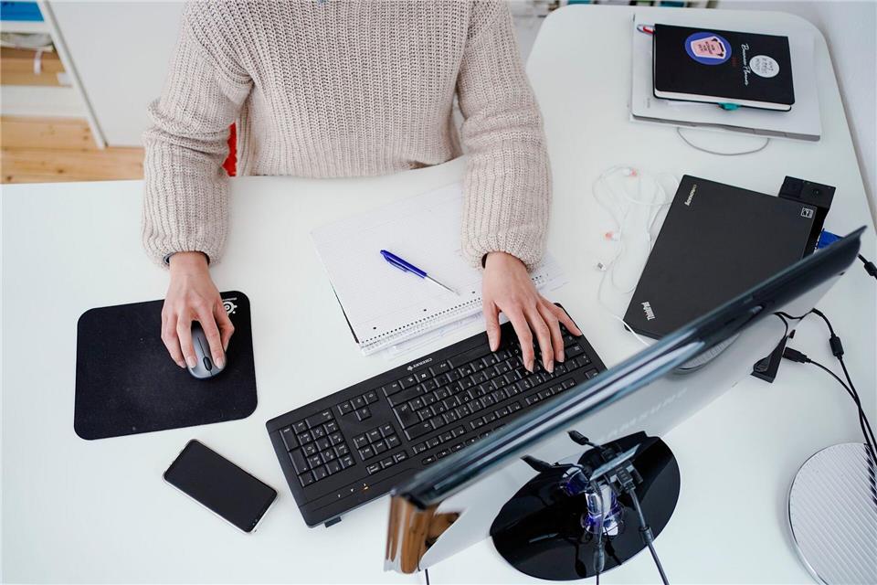 Ein separater Monitor, eine externe Maus und Tastatur erleichtern die Arbeit im Homeoffice ebenfalls.picture alliance/dpa