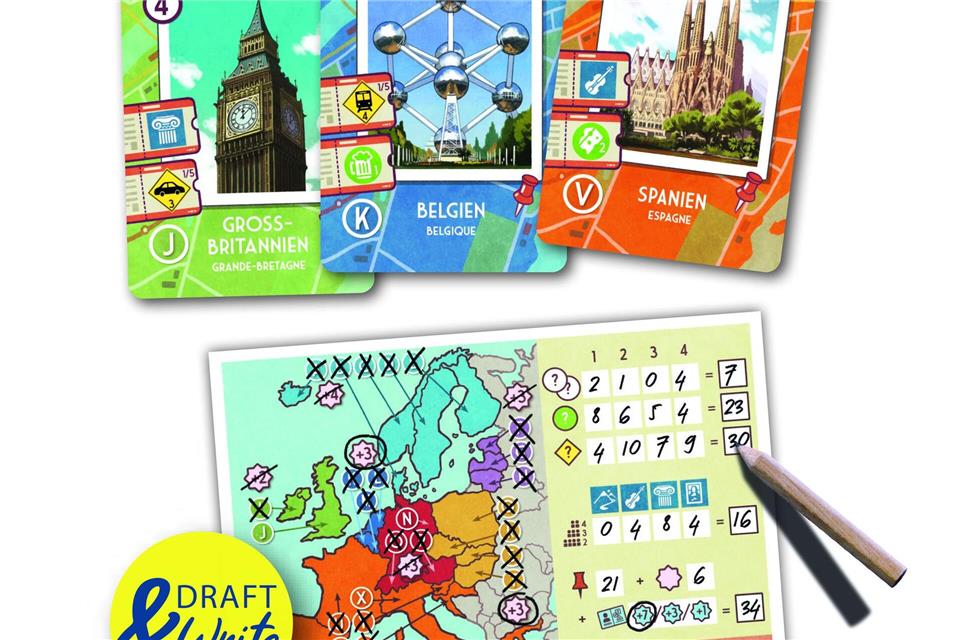 Eine Länderkarte bei „Road Trip Europa“ legt jeder Spielende aus seiner Hand vor sich ab und gibt den Rest weiter. Dabei achtet man darauf, welche Länder andere noch brauchen, um sie ihnen vorzuenthalten.-/Game Factory/dpa-tmn