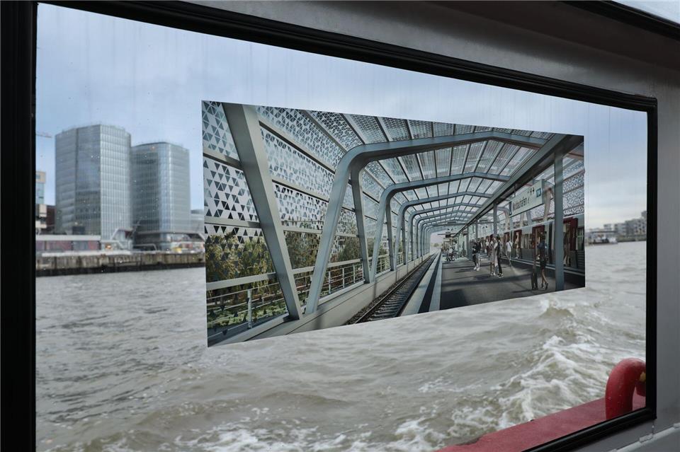 Eine Visualisierung der geplanten U4-Haltestelle, die Moldauhafen heißen wird.Ulrich Perrey/dpa