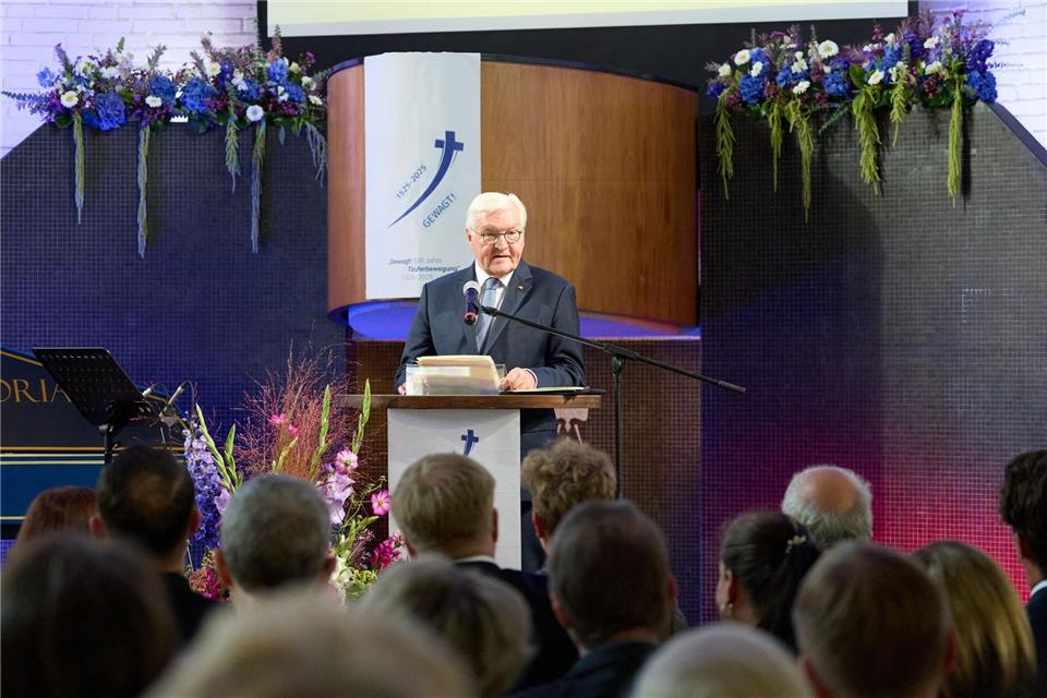 Einer der Ehrengäste beim Festakt war Bundespräsident Steinmeier.Georg Wendt/dpa
