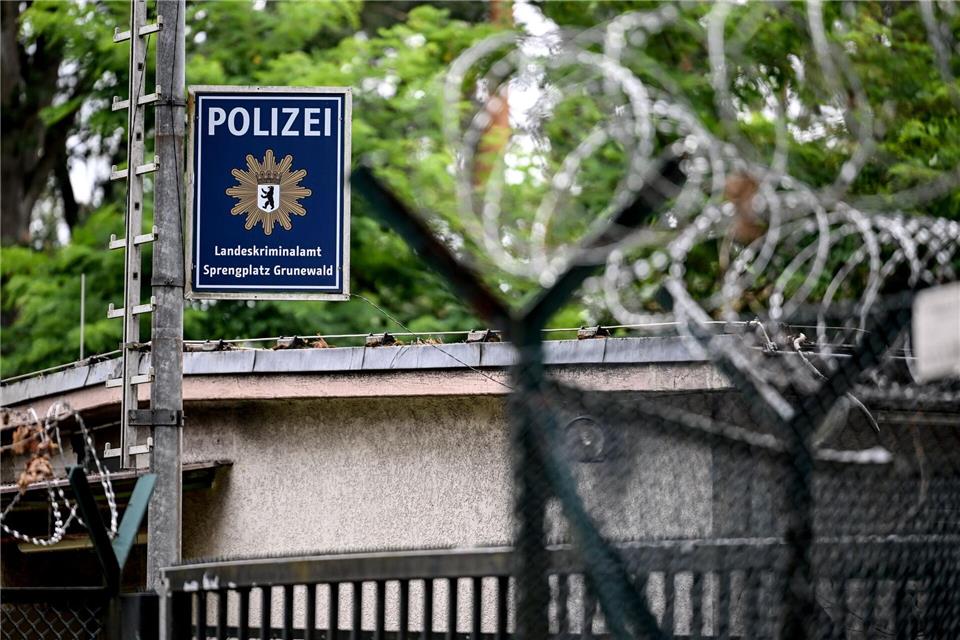 Eingangsbereich des Sprengplatzes der Polizei im Grunewald. (Archivbild)Britta Pedersen/dpa