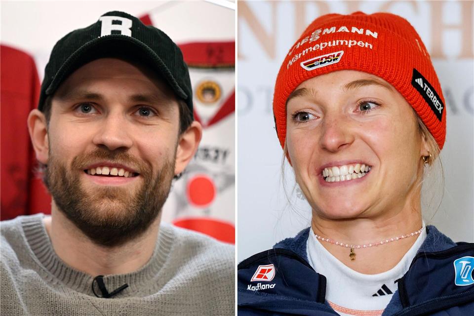 Eishockey-Star Leon Draisaitl und die Skispringerin Katharina Schmid werden für Deutschland die Fahne tragen. (Archivbild)Daniel Karmann/Federico Gambarini/dpa