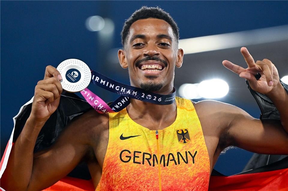Emil Agyekum hat EM-Silber über 400 Meter Hürden gewonnen.Sven Hoppe/dpa