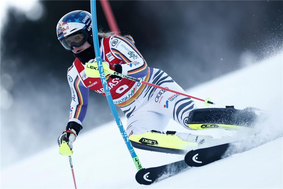 Emma Aicher belegte im Slalom von Kranjska Gora Rang acht.Gabriele Facciotti/AP/dpa