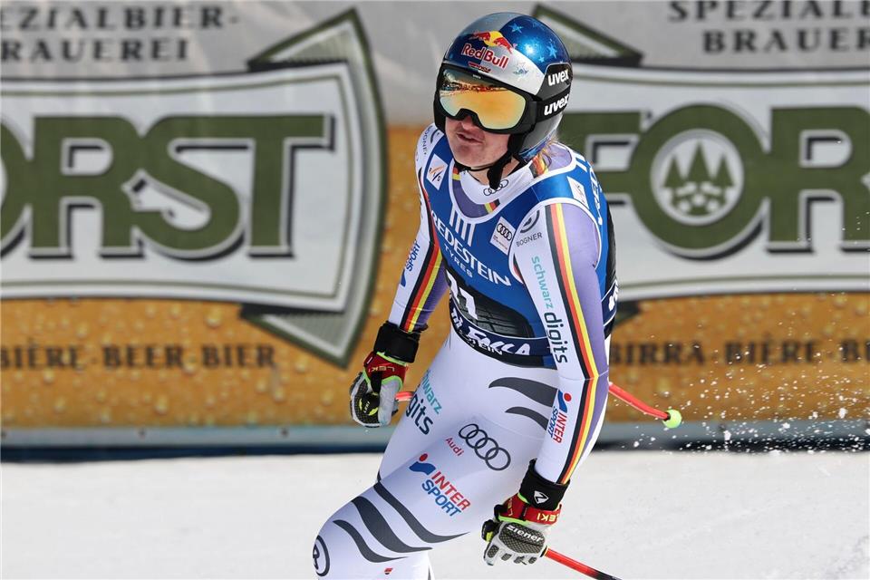 Emma Aicher fehlte nur ein Wimpernschlag zum Sieg.Marco Trovati/AP/dpa