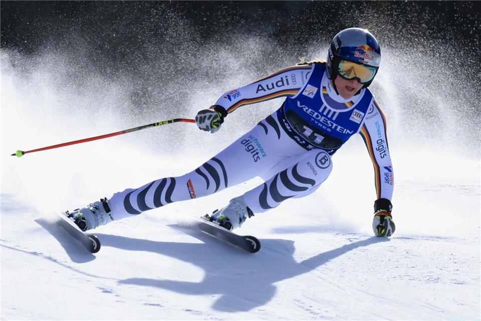 Emma Aicher raste auch in Val di Fassa auf das Podest.Luciano Bisi/AP/dpa