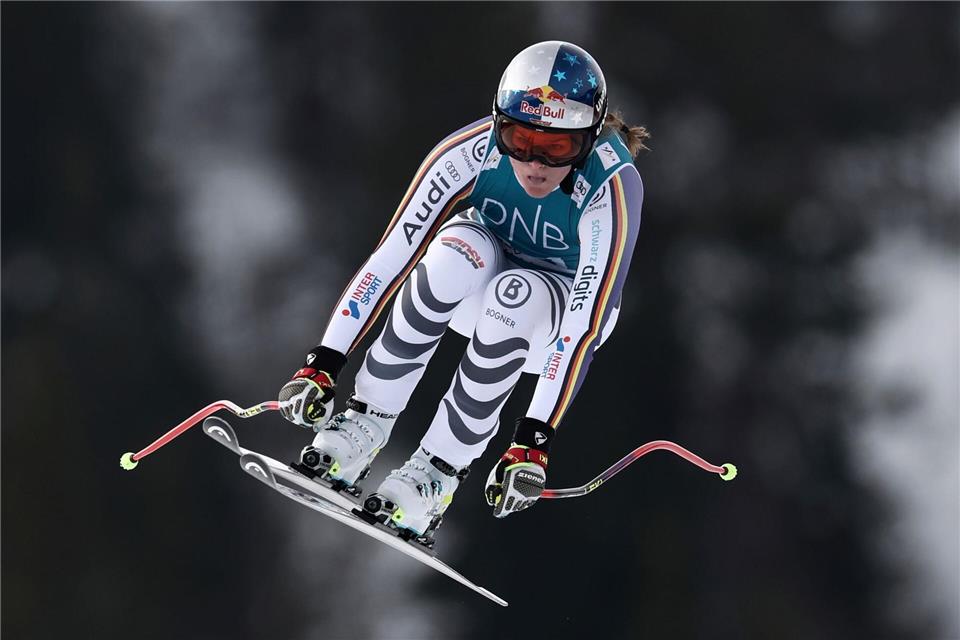 Emma Aicher verpasste in Kvitfjell einen erhofften Spitzenplatz - und somit auch den Gewinn der Jahreswertung in der Abfahrt.Gabriele Facciotti/AP/dpa