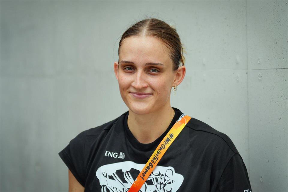 Endlich beim Team: Leonie Fiebich.Soeren Stache/dpa