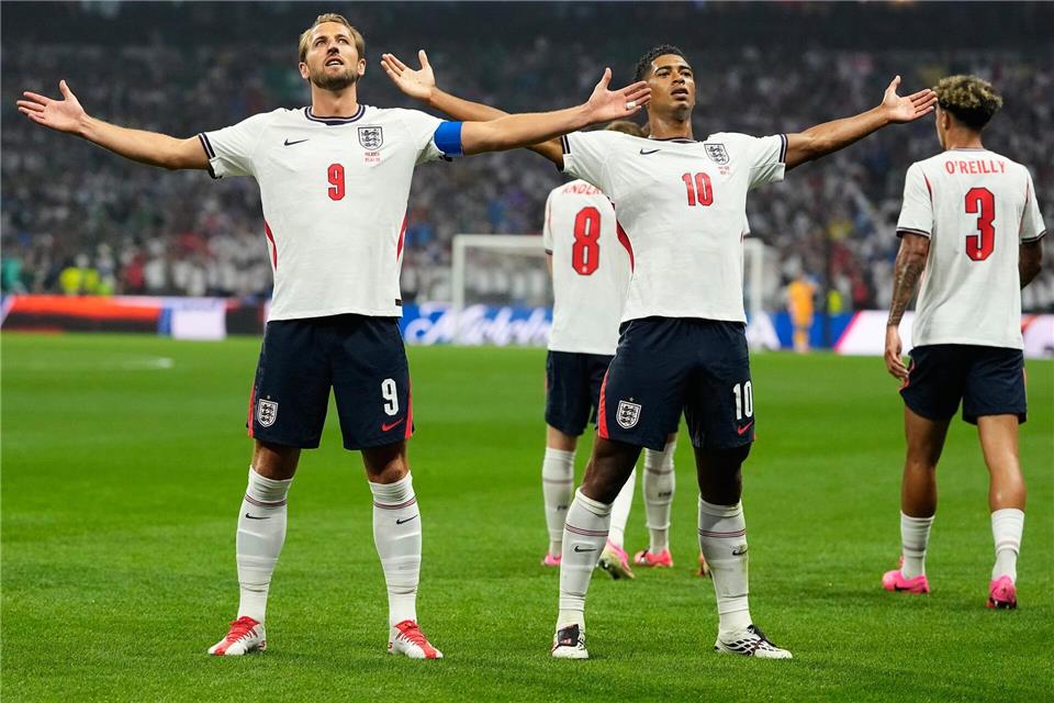 Englands Anführer: Kapitän Kane und Juniorchef Bellingham.Natacha Pisarenko/AP/dpa