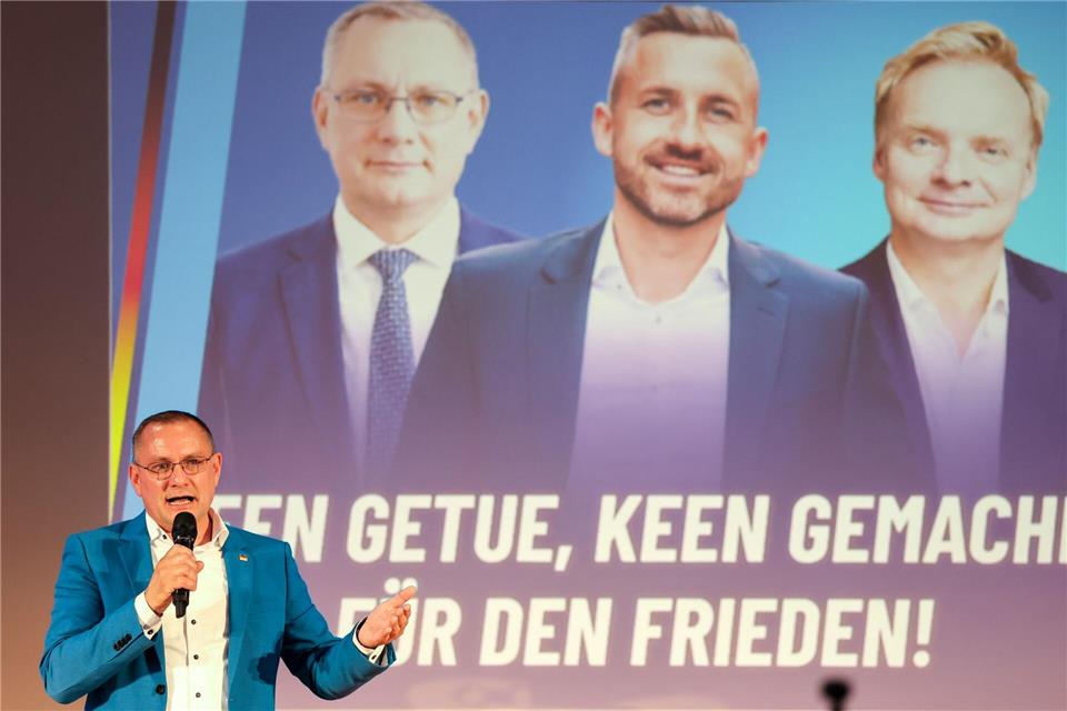 „Er wird liefern müssen“, sagt AfD-Parteichef Tino Chrupalla über Ulrich Siegmund.Jan Woitas/dpa