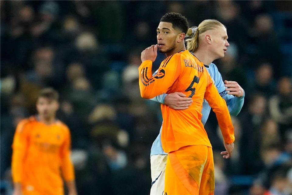 Erling Haaland (r) wird Manchester City in Madrid zur Verfügung stehen. (Archivbild)Dave Thompson/AP/dpa