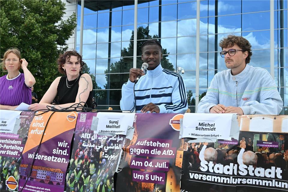 Erste Proteste gegen den AfD-Bundesparteitag.Martin Schutt/dpa