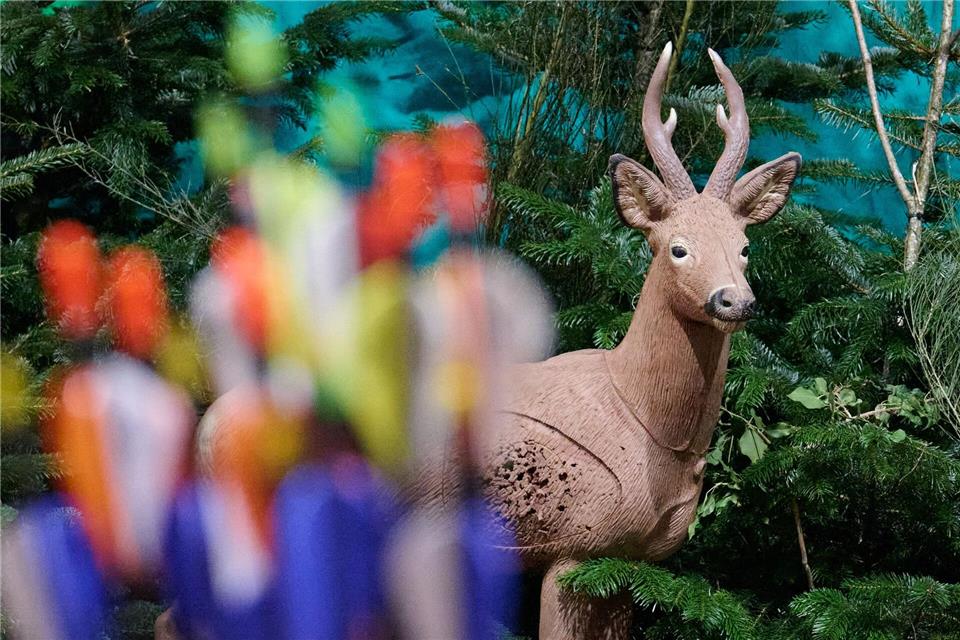 Es muss nicht immer das Gewehr sein: Unter Anleitung können Besucher auch probieren, mit Pfeil und Bogen zu treffen. Bernd Thissen/dpa