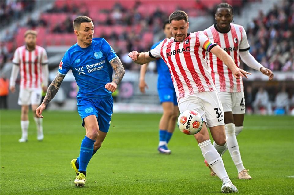 Es war ein packendes Duell zwischen Freiburg und Leverkusen.Achim Keller/dpa