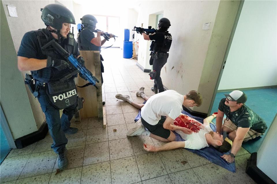 Es wurden mehrere Szenarien geprobtBoris Roessler/dpa