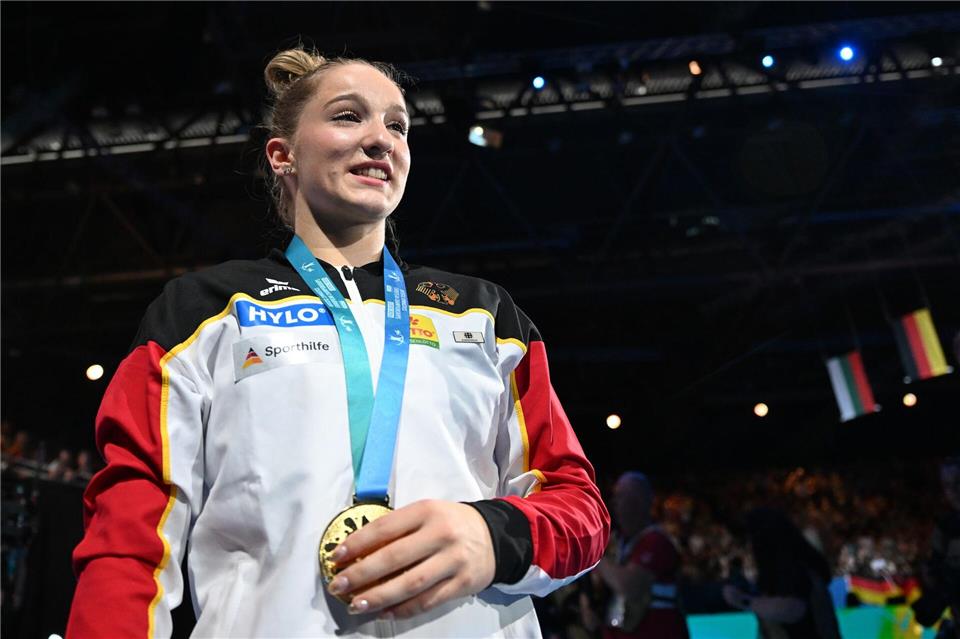 Europameisterin Karina Schönmaier freut sich auf das Sprungfinale. (Archivbild)Marijan Murat/dpa