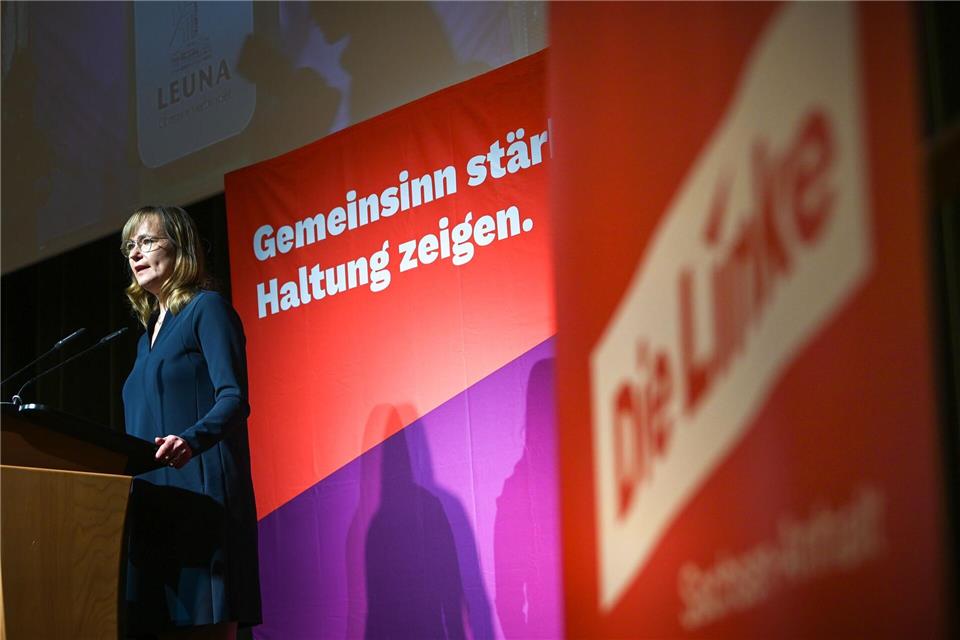 Eva von Angern will ihre Partei in den Landtagswahlkampf führen. Heiko Rebsch/dpa
