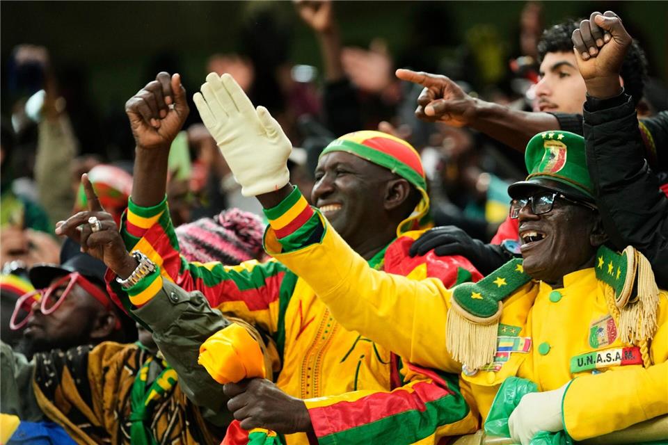 Fans von Mali reagieren während des Fußballspiels zwischen Marokko und Mali.Mosa’ab Elshamy/AP/dpa