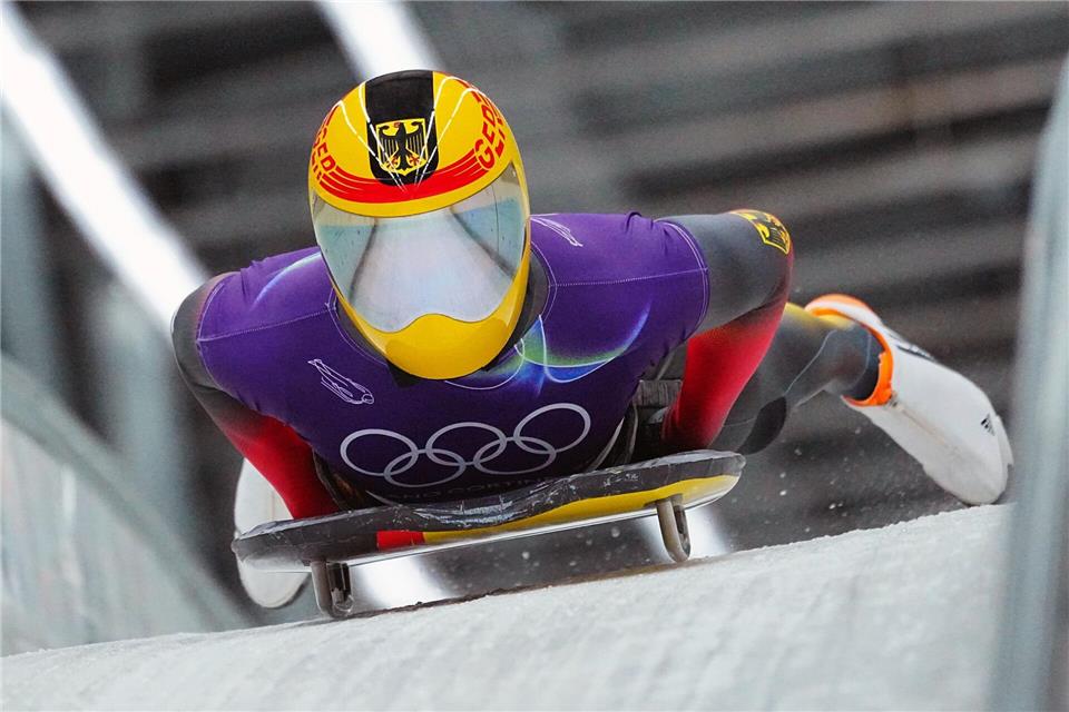 Felix Keisinger in Aktion bei den Olympischen Winterspielen Mailand Cortina 2026.Michael Kappeler/dpa