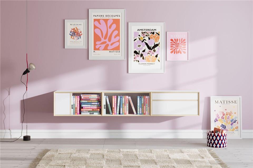 So finden Sie das passende Bücherregal für Ihr Zuhause Flache, schwebende Bücherregale, hier von Müller Möbelwerkstätten, sorgen für Leichtigkeit im Raum - darüber kann man Bilder hängen und so die Wand dekorieren.Müller Möbelwerkstätten/VDM/dpa-tmn